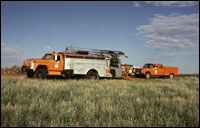 CDOT trucks preparing for GPR survey of 5MT2 (SL-YJ-JC-002)