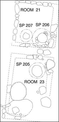 Plan Map of Rooms 21 and 23 and Associated Features, Porter Area